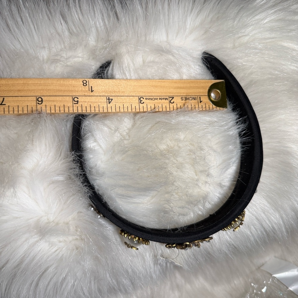 Bee pearl Headband black baroque inspired faux pearls gold tone Victorian *flaw - Picture 13 of 17